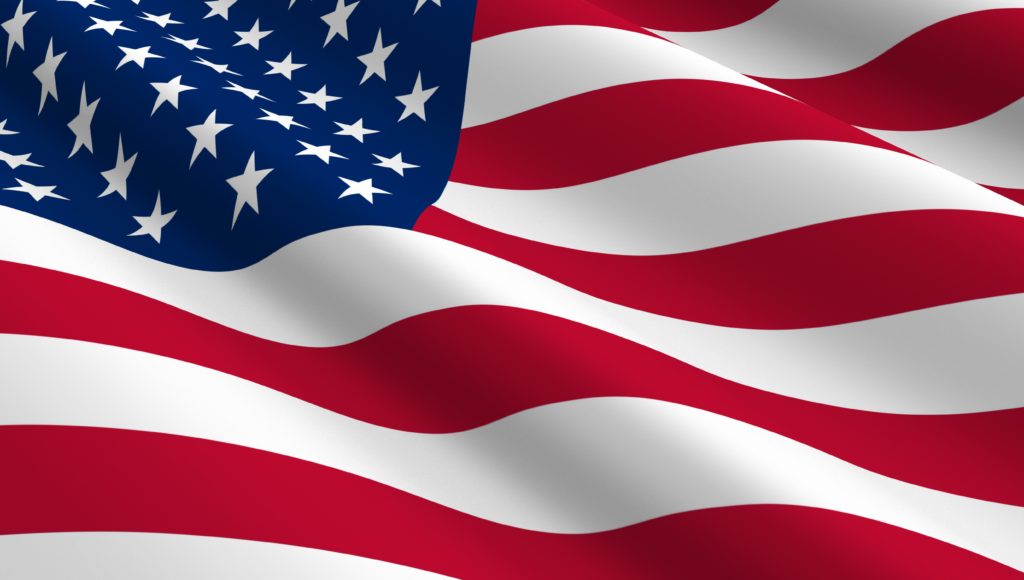 United States flag background.